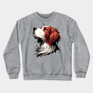 Stunning and Cool Irish Red and White Setter Monochrome and Gold Portrait for Father's Day Crewneck Sweatshirt